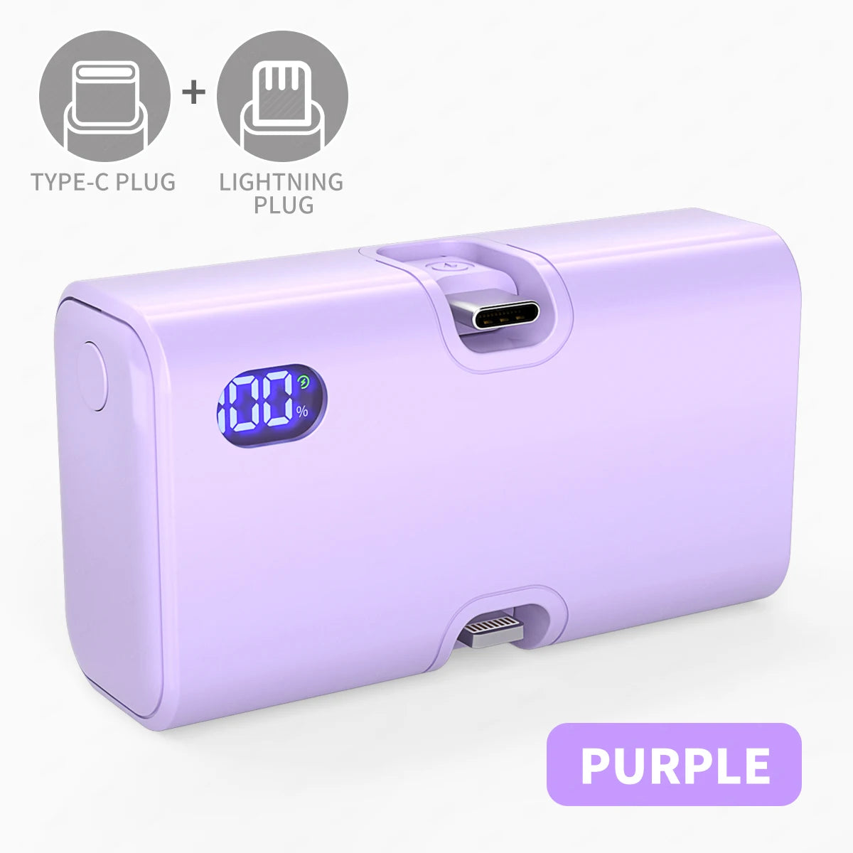 5000mAh Mini Power Bank Portable Fast Charging Type-C Lightning Dual Foldable Plug Charger for IPhone TECNO MI External Battery