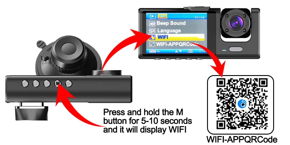 WIFI APP Control Car Dvr 2/3 Channel 1080P Dash Cam for Cars Front optional Rear View Recorder Video Car Camera Car Assecories