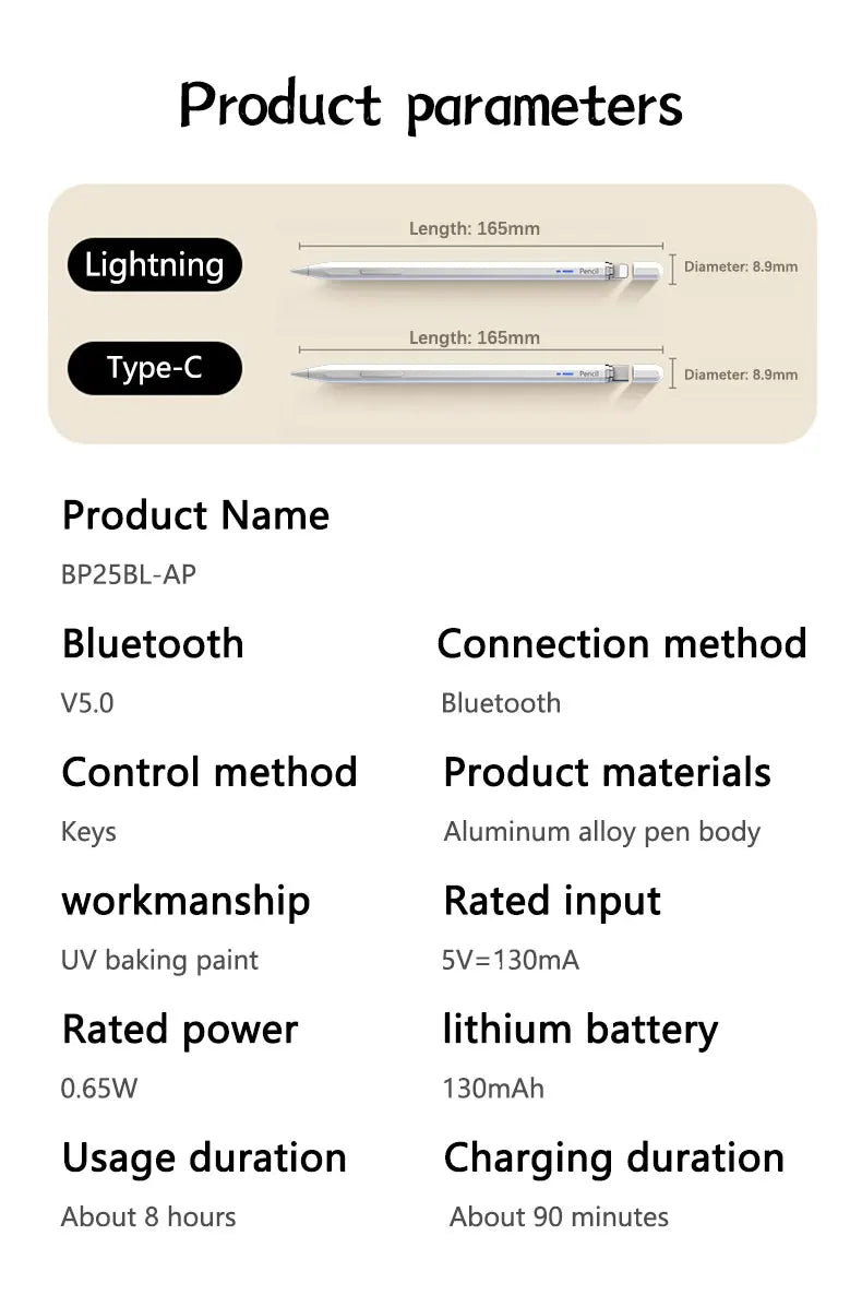 Magnetic Adsorption Pencil Stylus Pen for Apple Pencil iPad 11 2025 Pens Battery Display Palm Rejection for Apple Pencil 2 1