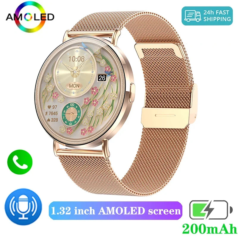 Xiaomi Mijia Smartwatch Women Bluetooth Call 3D Dynamic Dial Electronics Watch Heart Rate Monitor Waterproof Fitness Women Watch