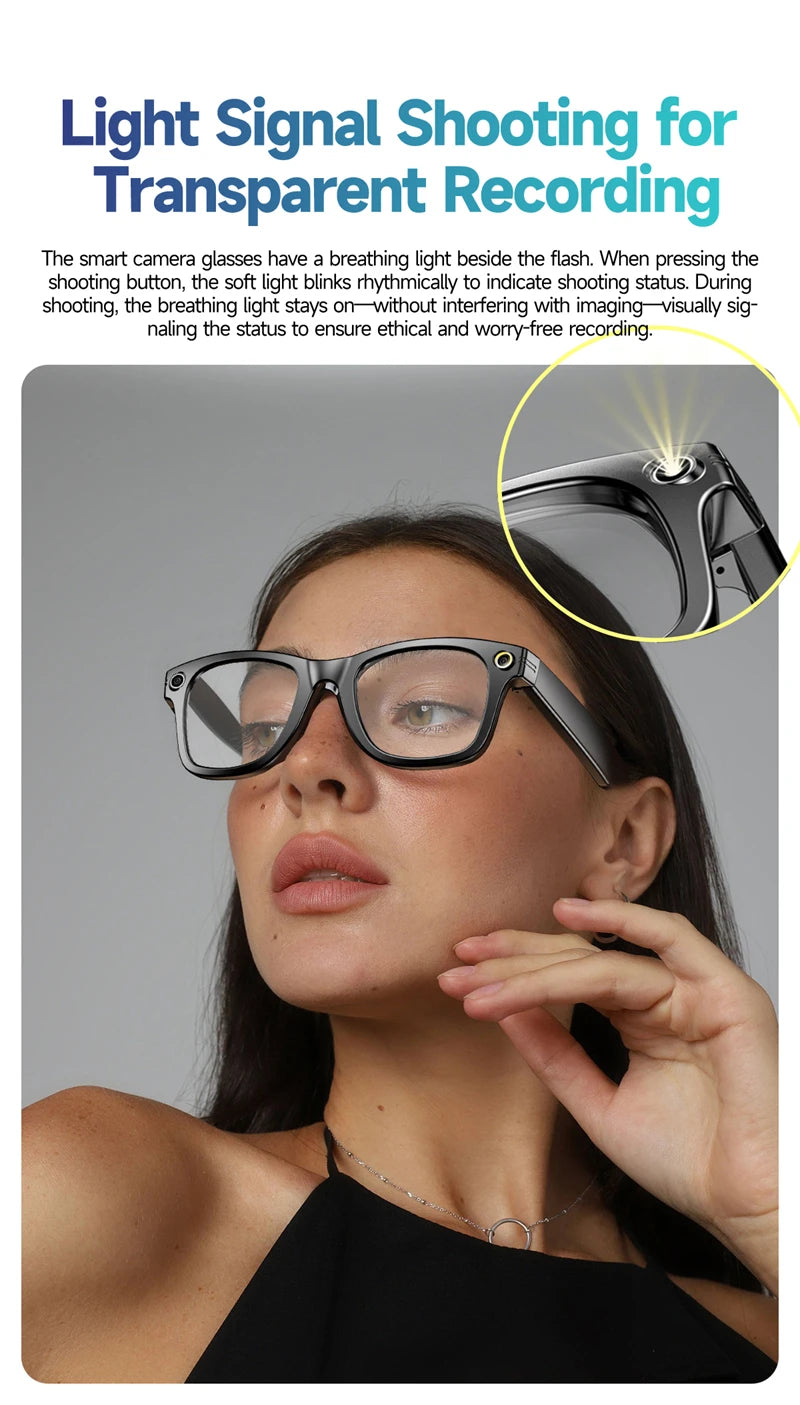 Xiaomi 4K 800W Pixel Smart Glasses AI Cam Recognition Photography Video Record Bluetooth Call Music Playback Voice Wake Up New