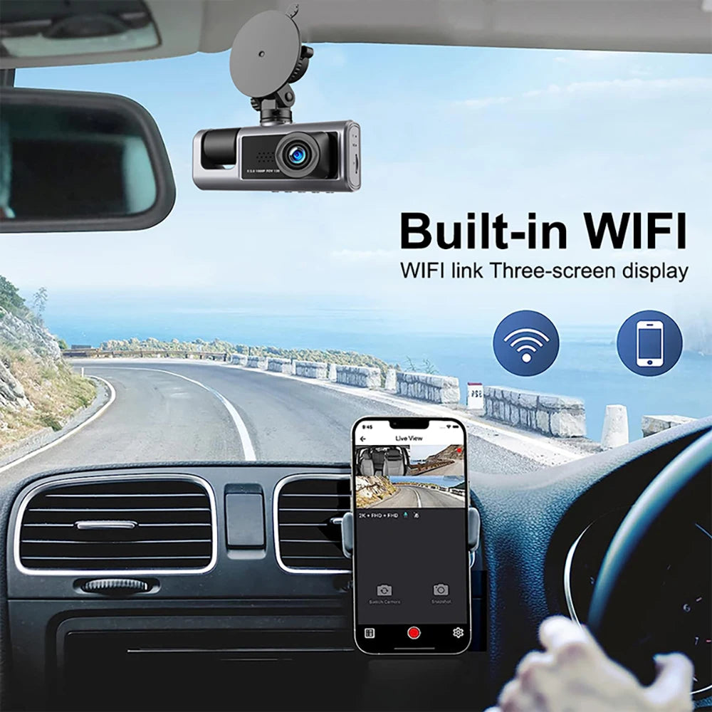 WIFI APP Control Car Dvr 2/3 Channel 1080P Dash Cam for Cars Front optional Rear View Recorder Video Car Camera Car Assecories