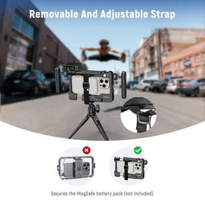 NEEWER Universal Smartphone Video Rig with Handles 67mm Filter Adapter For DJI Mic iPhone 14 15 Pro Max Samsung Galaxy Android