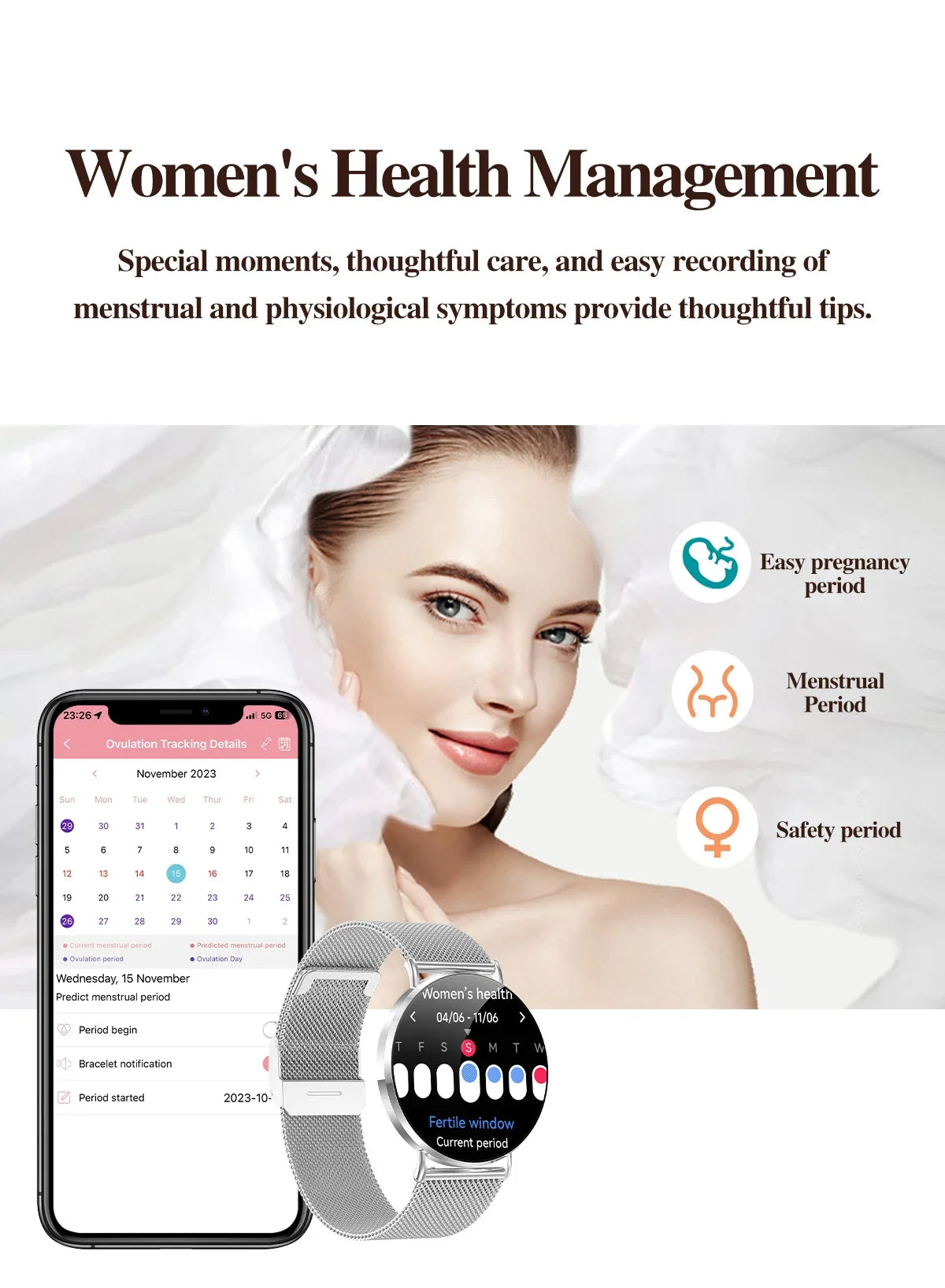 Xiaomi Mijia Smartwatch Women Bluetooth Call 3D Dynamic Dial Electronics Watch Heart Rate Monitor Waterproof Fitness Women Watch