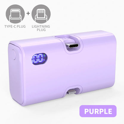 5000mAh Mini Power Bank Portable Fast Charging Type-C Lightning Dual Foldable Plug Charger for IPhone TECNO MI External Battery