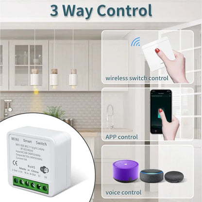Wifi RF 433MHz Smart Switch Tuya Smart Life Remote Voice Control With Alexa Google Alice Wireless Wall Panel Switch Mini Module