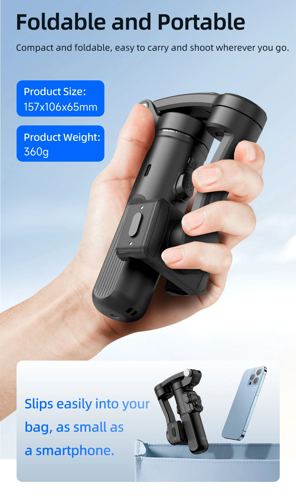 M02 New 3-Axis Handheld Gimbal Stabilizer for Smartphone with Wireless Remote for iPhone Android Phone Face Tracking Tiktok Vlog