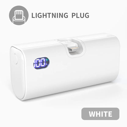 5000mAh Mini Power Bank Portable Fast Charging Type-C Lightning Dual Foldable Plug Charger for IPhone TECNO MI External Battery