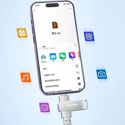 Lenovo 64TB USB 3.2 Pen Drive 16TB 2TB USB Stick High Speed Transfer Metal Portable SSD Pendrive Cle U Disk Flash Drive Memoria