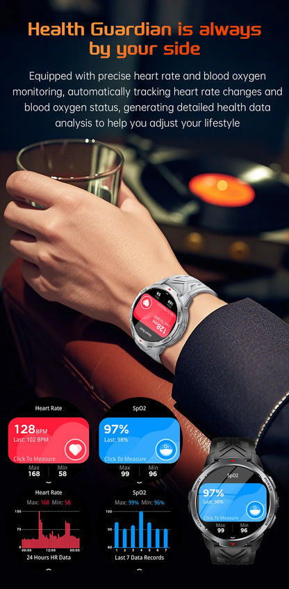 Xiaomi 1100mAh Military Outdoor Smart Watch Men 1.7-inch Display Compass Sports Watch IP68 Waterproof Bluetooth Call Smartwatch