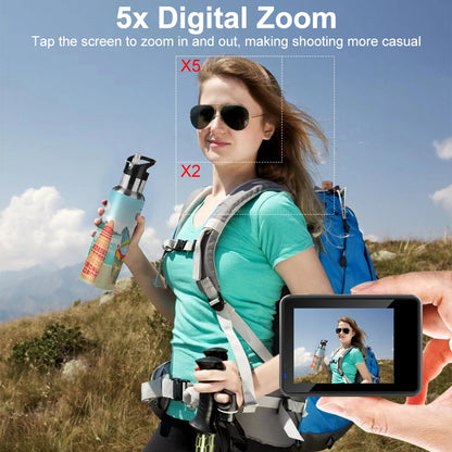 Ourlife 5K30FPS Action Camera 2.0'' Touch LCD 170° DVR 30M Waterproof Remote Control 5X Zoom Helmet WiFi 4K60FPS Sport Camera