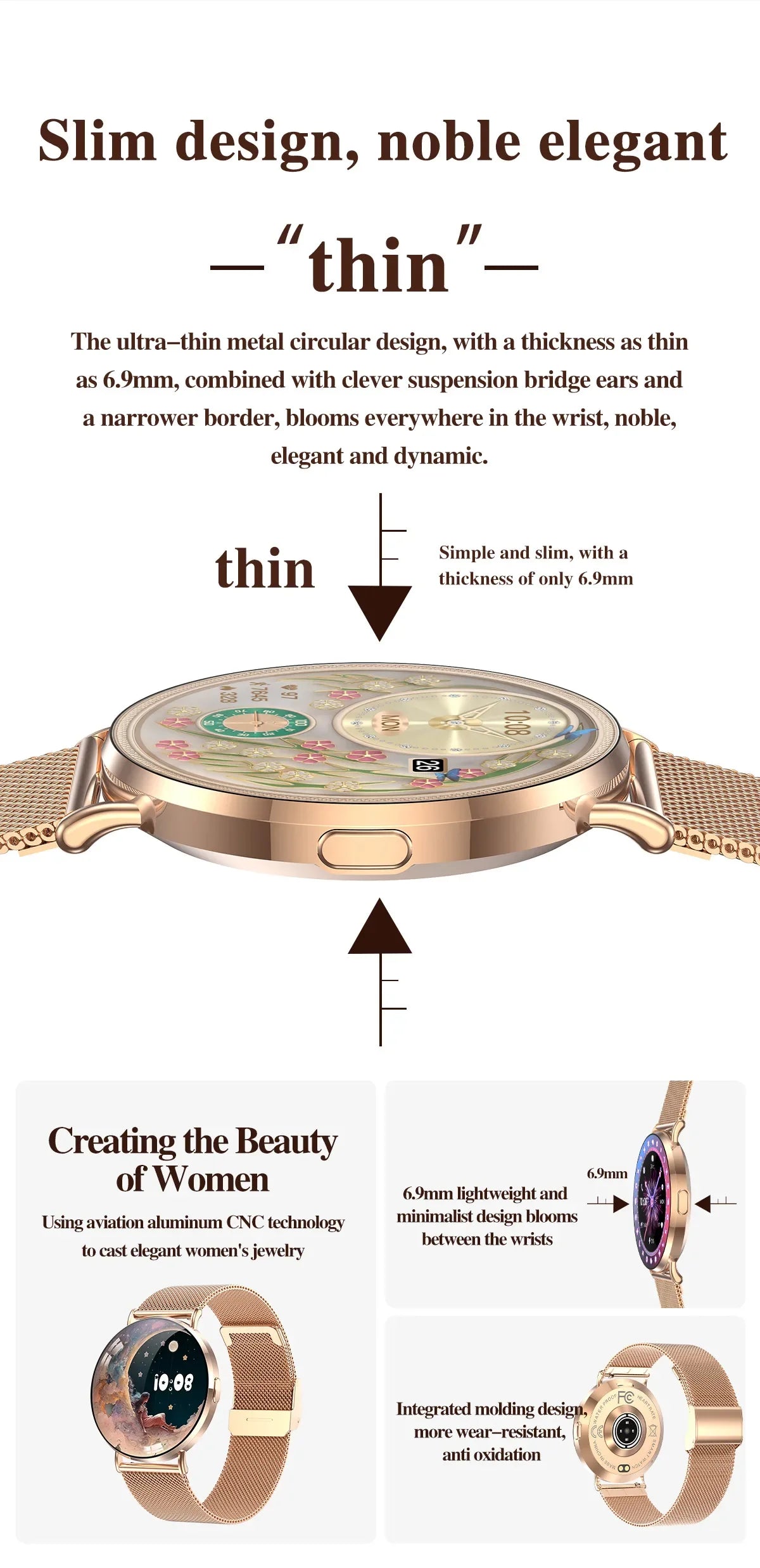 Xiaomi Mijia Smartwatch Women Bluetooth Call 3D Dynamic Dial Electronics Watch Heart Rate Monitor Waterproof Fitness Women Watch