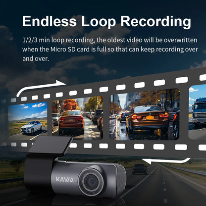 2K Dash Cam For Cars DVR Recorder Front Dash Camera KAWA D5 Emergency Video Recording EN,RU,FR,JP Voice Control WiFi APP Monitor