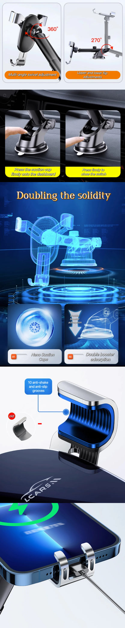 New Suction Cup Type Car Mobile Phone Holder Card Buckle Gravity Support Automatic Clamping Navigation Special Bracket