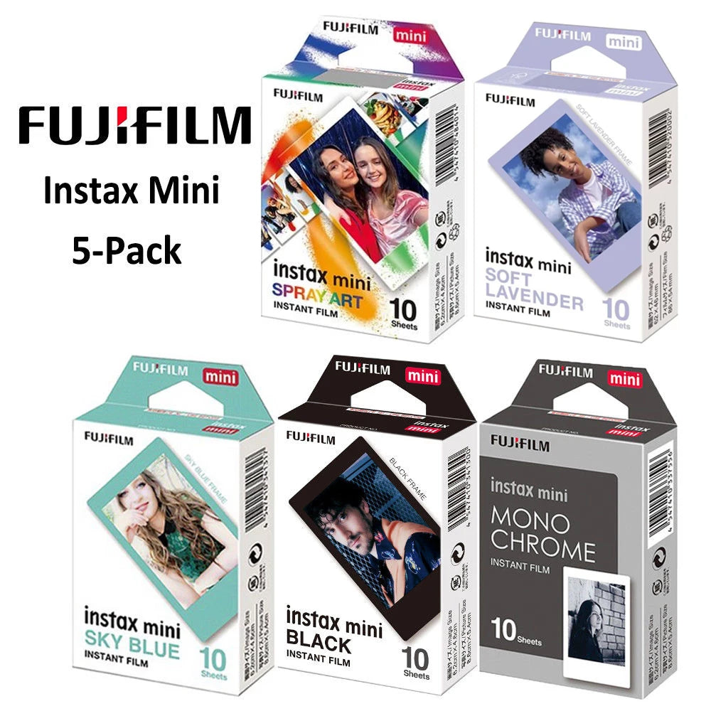10-100 Sheets Fujifilm Instax Mini 12 Film Camera White Edge Photo Paper For Mini 11 9 8 40 70 90 Instant Camera EVO Instax Film