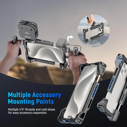 NEEWER Universal Smartphone Video Rig with Handles 67mm Filter Adapter For DJI Mic iPhone 14 15 Pro Max Samsung Galaxy Android