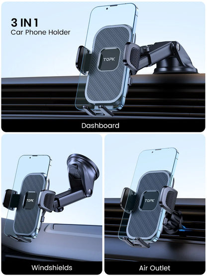 TOPK Car Phone Holder Gravity Stand for iPhone Xiaomi Samsung Car Mobile Support for Dashboard Windshield Air Vent Phone Mount