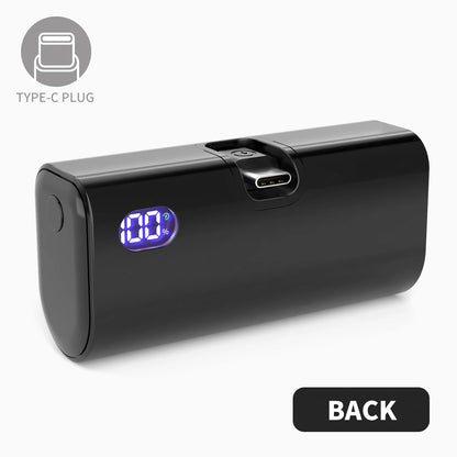 5000mAh Mini Power Bank Portable Fast Charging Type-C Lightning Dual Foldable Plug Charger for IPhone TECNO MI External Battery