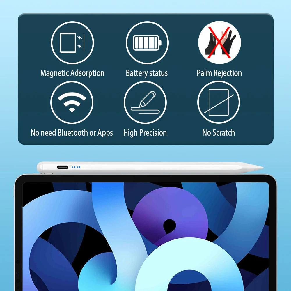 Pen For Apple Pencil with LED Power Indicators Palm Rejection Touch Pencil for 2022 2021 2020 2019 2018 iPad pencil