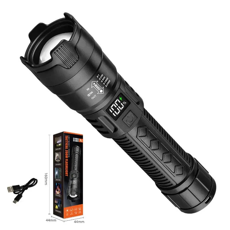 High Power LED Flashlight - USB Rechargeable 1000LM, Zoomable Multifunctional Torch for Outdoor Camping,Emergency (Waterproof)