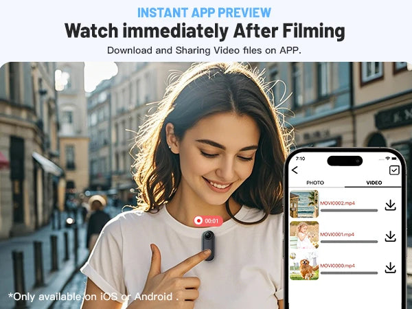 4K 128GB UHD Mini Body Camera Wearable Action Body Cam Thumb Size Hands Free Recording Body Worn Camera, Premium Portable
