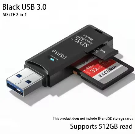 2-in-1 Multi Functional  USB 3.0 Card ReaderMicro SD TFMemoryCardReaderUSBFlashDrive CardreaderAdapter For PCLaptops Accessories
