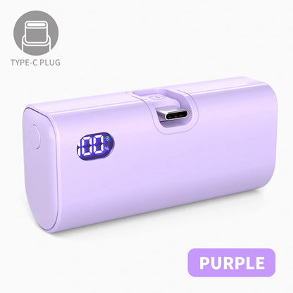 5000mAh Mini Power Bank Portable Fast Charging Type-C Lightning Dual Foldable Plug Charger for IPhone TECNO MI External Battery