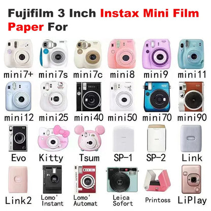 10-100 Sheets Fujifilm Instax Mini 12 Film Camera White Edge Photo Paper For Mini 11 9 8 40 70 90 Instant Camera EVO Instax Film