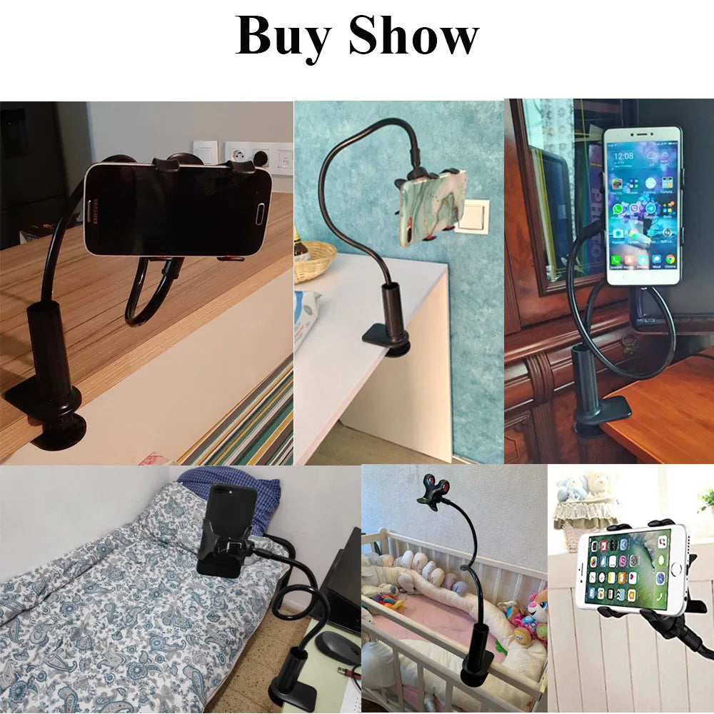 Lazy Phone Holder Flexible Gooseneck Mount Clamp Stand for iPhone Anroid Cellphone Bed Desk Phone Holder 360° Mobile Phone Clip