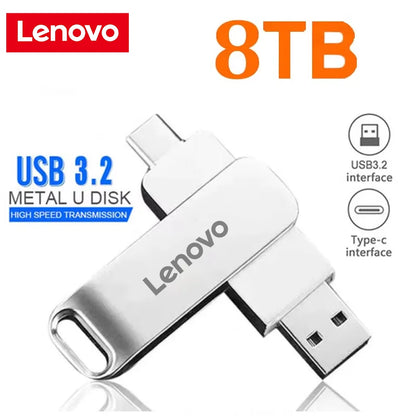 Lenovo 64TB USB 3.2 Pen Drive 16TB 2TB USB Stick High Speed Transfer Metal Portable SSD Pendrive Cle U Disk Flash Drive Memoria