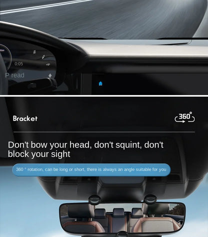 360° Car Rearview Mirror Phone Holder for Car Mount Phone and GPS Holder Support Rotating Adjustable Telescopic Phone Stand
