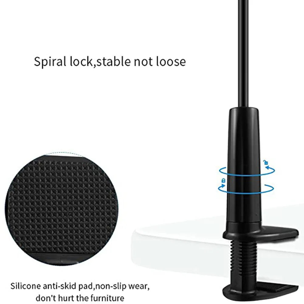 Lazy Phone Holder Flexible Gooseneck Mount Clamp Stand for iPhone Anroid Cellphone Bed Desk Phone Holder 360° Mobile Phone Clip