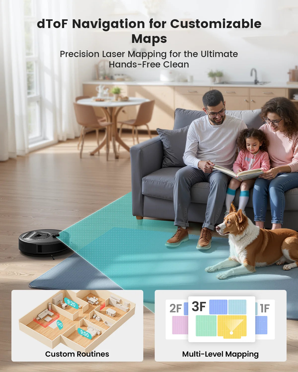 Lefant M330 Pro Robot Vacuum and Mop combo, 5000Pa,dTOF LiDAR Navigation, Alexa/Google/WiFi,Ideal for Pet Hair