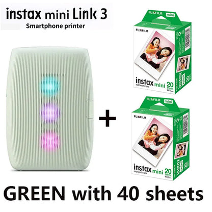 Original Fujifilm Instax Mini Link 2/Link 3 Printer Instax Photo Camera Printers ( 20 / 40 Sheet Instax Mini White Film )