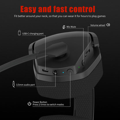 NUBWO G06 Dual Wireless Gaming Headset with Microphone for PS5, PS4, PC, Mobile, Switch, 2.4GHz Bluetooth 5.3 Gaming Headphones