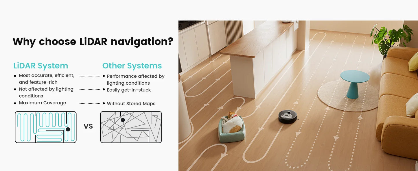 Lefant M330 Pro Robot Vacuum and Mop combo, 5000Pa,dTOF LiDAR Navigation, Alexa/Google/WiFi,Ideal for Pet Hair