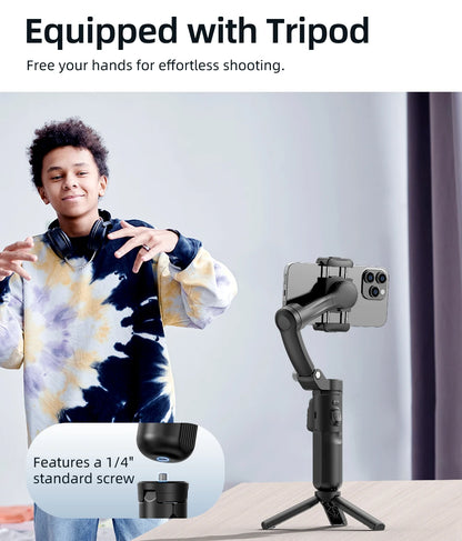 M02 New 3-Axis Handheld Gimbal Stabilizer for Smartphone with Wireless Remote for iPhone Android Phone Face Tracking Tiktok Vlog