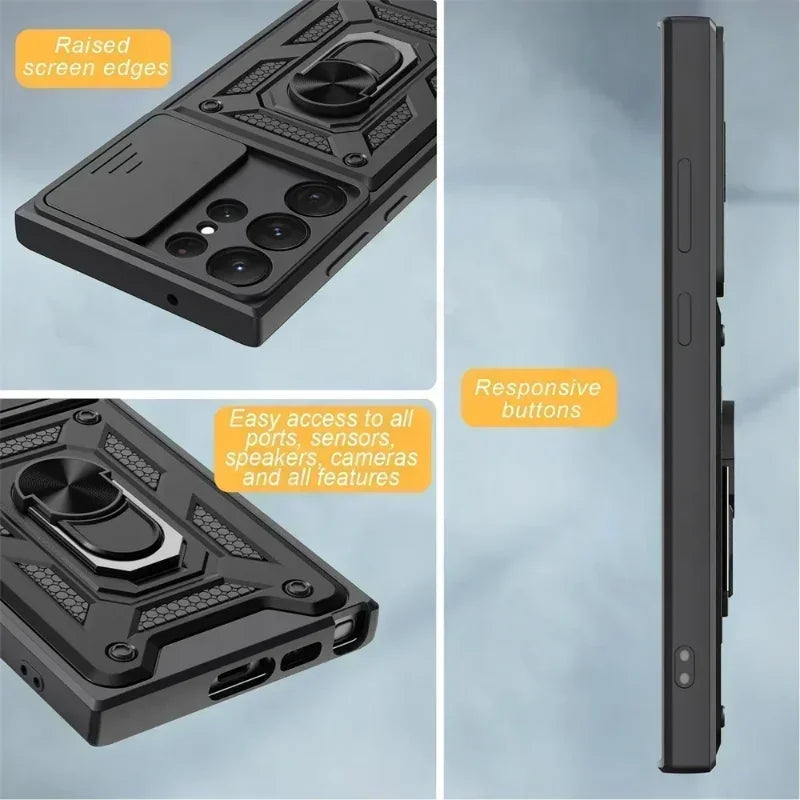 Armor Rotate With Ring Stand Camera Lens Anti-Scratch Case For Samsung Galaxy S24 S23 S22 Ultra S21 S20 Plus FE A54 A34 5G Cover