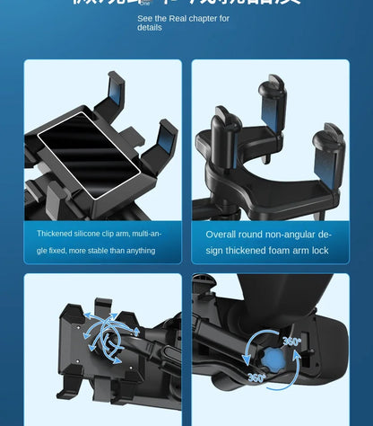 360° Car Rearview Mirror Phone Holder for Car Mount Phone and GPS Holder Support Rotating Adjustable Telescopic Phone Stand
