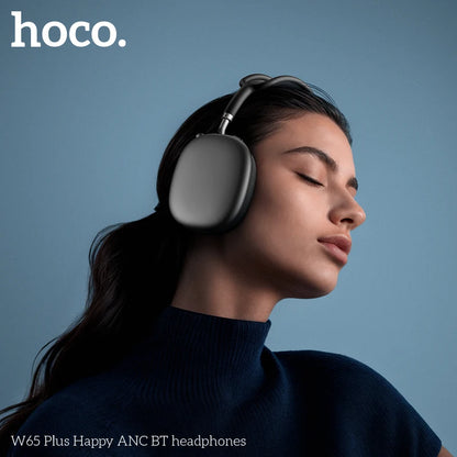 HOCO W65 Plus ANC Noise Reduction Bluetooth Headphones Over The Ear Wireless Big Earphone Hifi Sounds Sport Headsets With Button