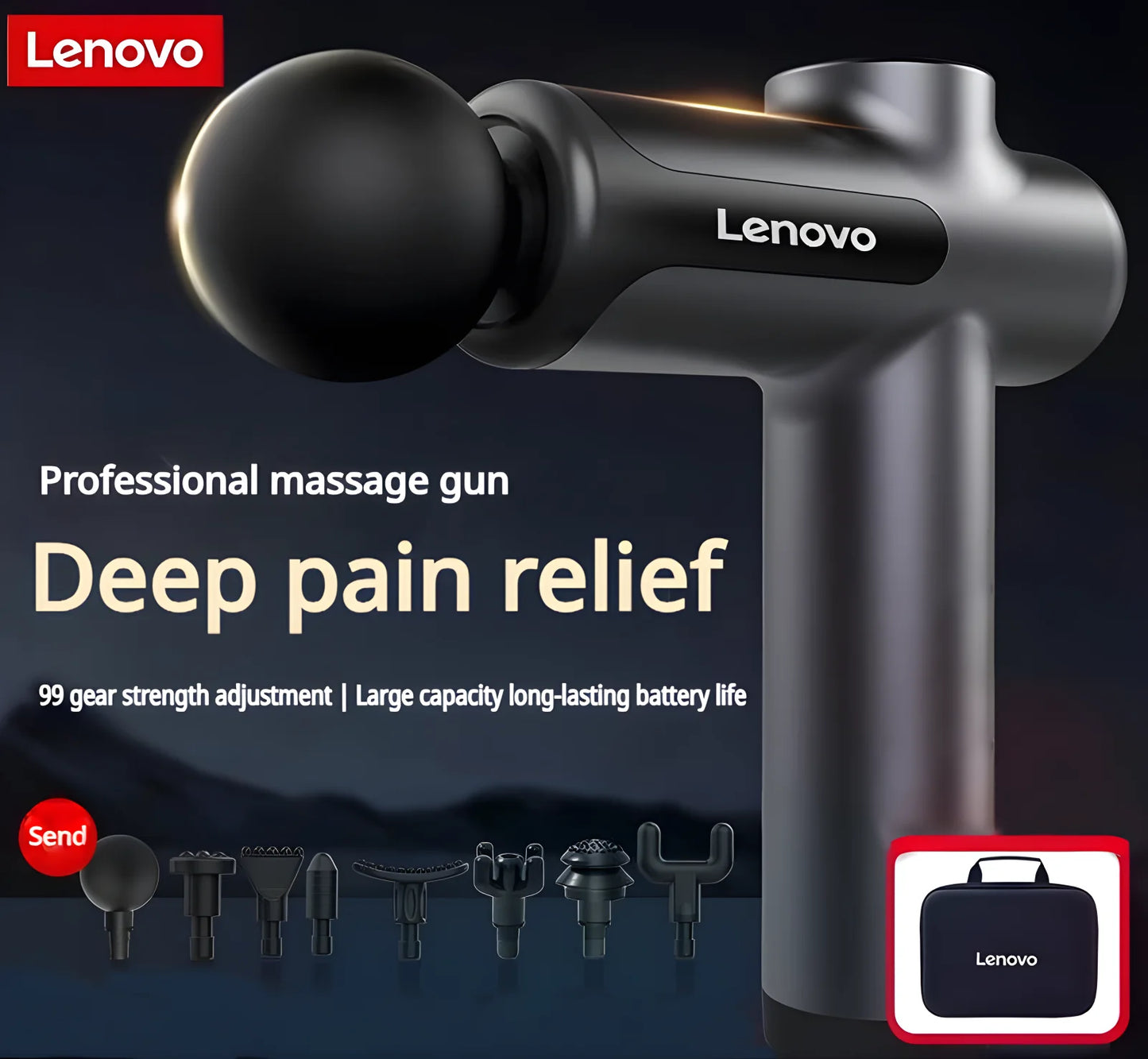 Original Lenovo Professional Grade Fascia Gun N2 N3 Series Muscle Relaxation Massager LED Touch Screen 6-8Massage Head Gifts