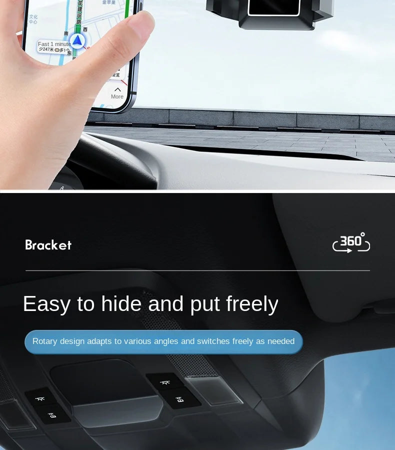 360° Car Rearview Mirror Phone Holder for Car Mount Phone and GPS Holder Support Rotating Adjustable Telescopic Phone Stand