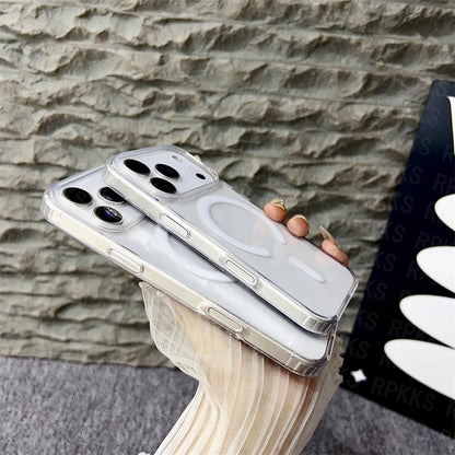 Original For Magsafe Magnetic Wireless Charging Case For iPhone 17 Air 16 15 14 13 12 11 Pro Max 17 Plus Mini Clear Back Cover