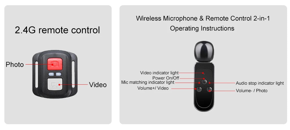 Ourlife 5K30FPS Action Camera 2.0'' Touch LCD 170° DVR 30M Waterproof Remote Control 5X Zoom Helmet WiFi 4K60FPS Sport Camera