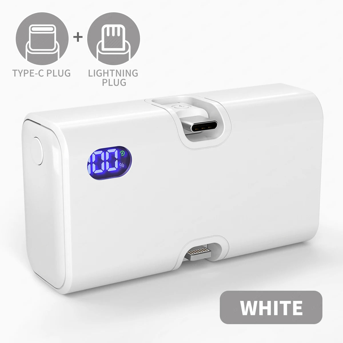 5000mAh Mini Power Bank Portable Fast Charging Type-C Lightning Dual Foldable Plug Charger for IPhone TECNO MI External Battery