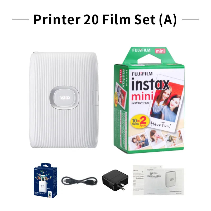 Original Fujifilm Instax Mini Link 2/Link 3 Printer Instax Photo Camera Printers ( 20 / 40 Sheet Instax Mini White Film )