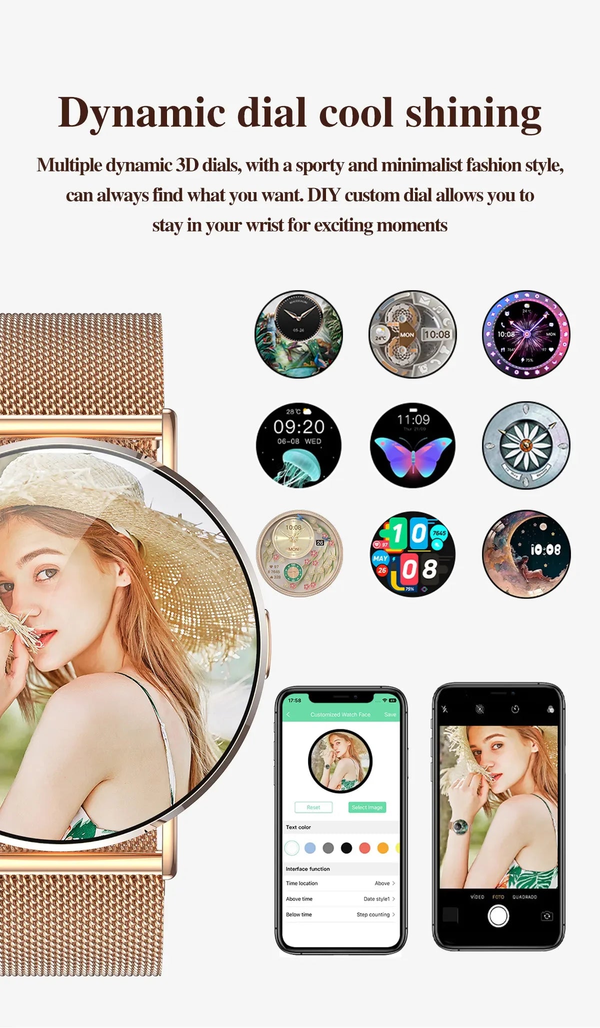 Xiaomi Mijia Smartwatch Women Bluetooth Call 3D Dynamic Dial Electronics Watch Heart Rate Monitor Waterproof Fitness Women Watch