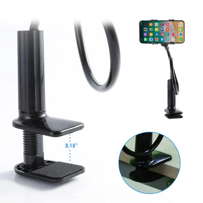 Lazy Phone Holder Flexible Gooseneck Mount Clamp Stand for iPhone Anroid Cellphone Bed Desk Phone Holder 360° Mobile Phone Clip