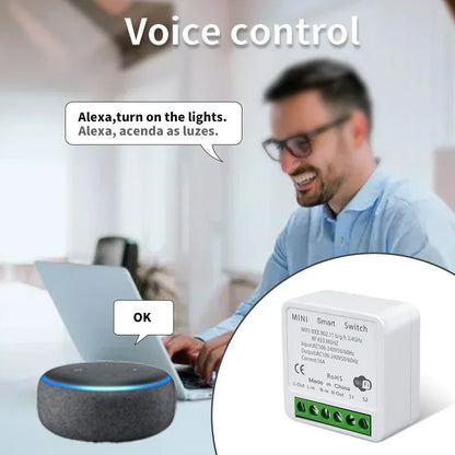 Wifi RF 433MHz Smart Switch Tuya Smart Life Remote Voice Control With Alexa Google Alice Wireless Wall Panel Switch Mini Module