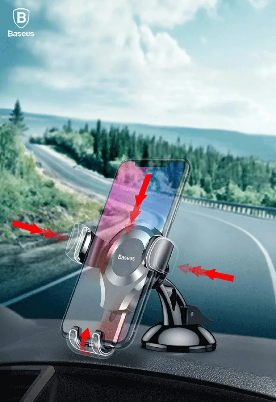 Baseus Car Phone Holder for iPhone Auto Gravity Dashboard Sucker Car Cellphone Moible Phone Support Samsung/Xiaomi/Huawei Holder
